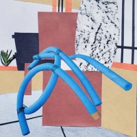 4647 #2, Mixed Media ( (Paper, Rubbing, Graphite,  Colored Pencil, Photo, Plants), 8" x  8", 2022