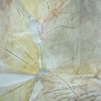 "Palmscape #1", Watercolor, Colored Pencil & Graphite, 9' x 6.5', 2006 (Photo Credit: Gene Ogami)